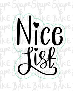 Nice list plaque cookie cutter (outline only)