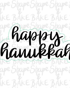Happy Hanukkah plaque cookie cutter (outline only)