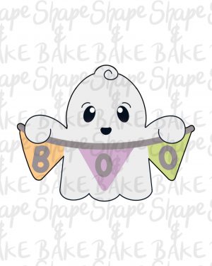 Ghost with a banner cookie cutter