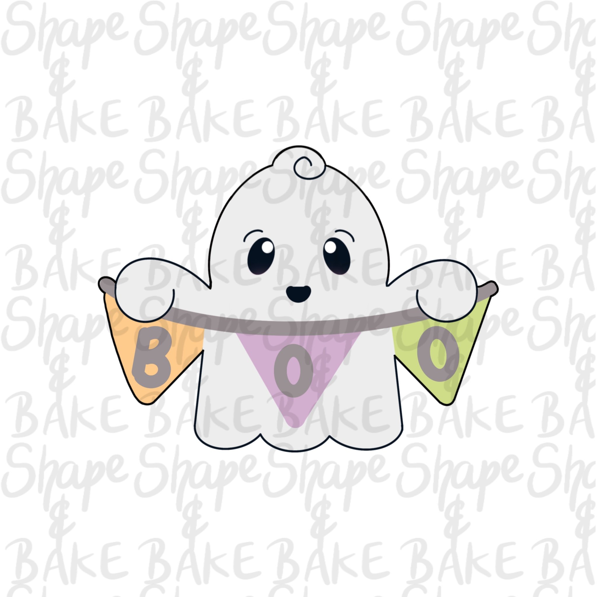 Ghost with a banner cookie cutter – Shape and Bake