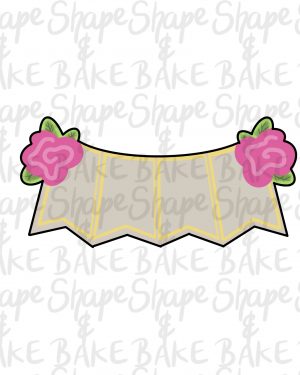 Floral 4 banner cookie cutter