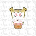 Rabbit with a banner cookie cutter