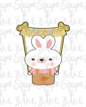 Rabbit with a banner cookie cutter
