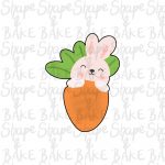 Rabbit holding a carrot cookie cutter