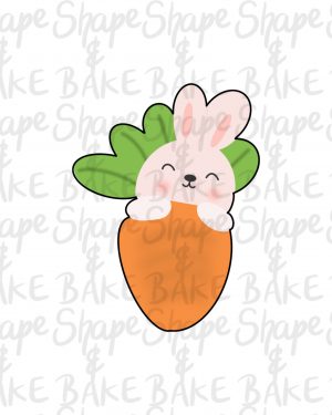 Rabbit holding a carrot cookie cutter