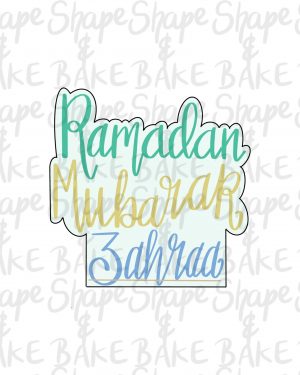 Ramadan mubarak name plaque cookie cutter (outline only)